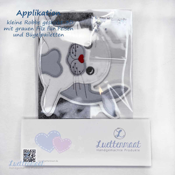 3D Applikation Seehund Robbe Aufnäher